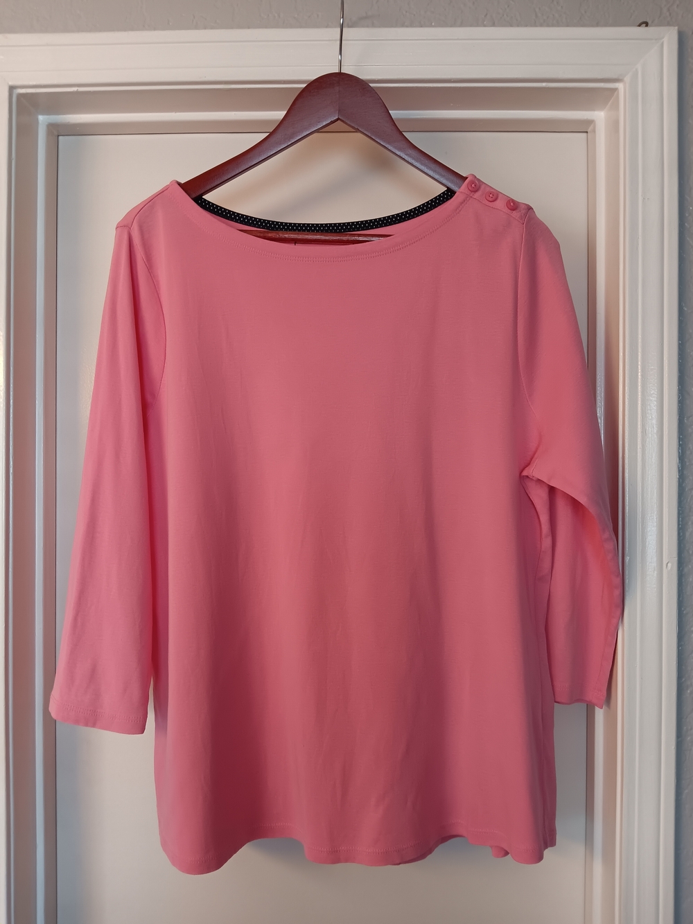 Charter Club Coral Pink Boatneck Top with Shoulder Buttons